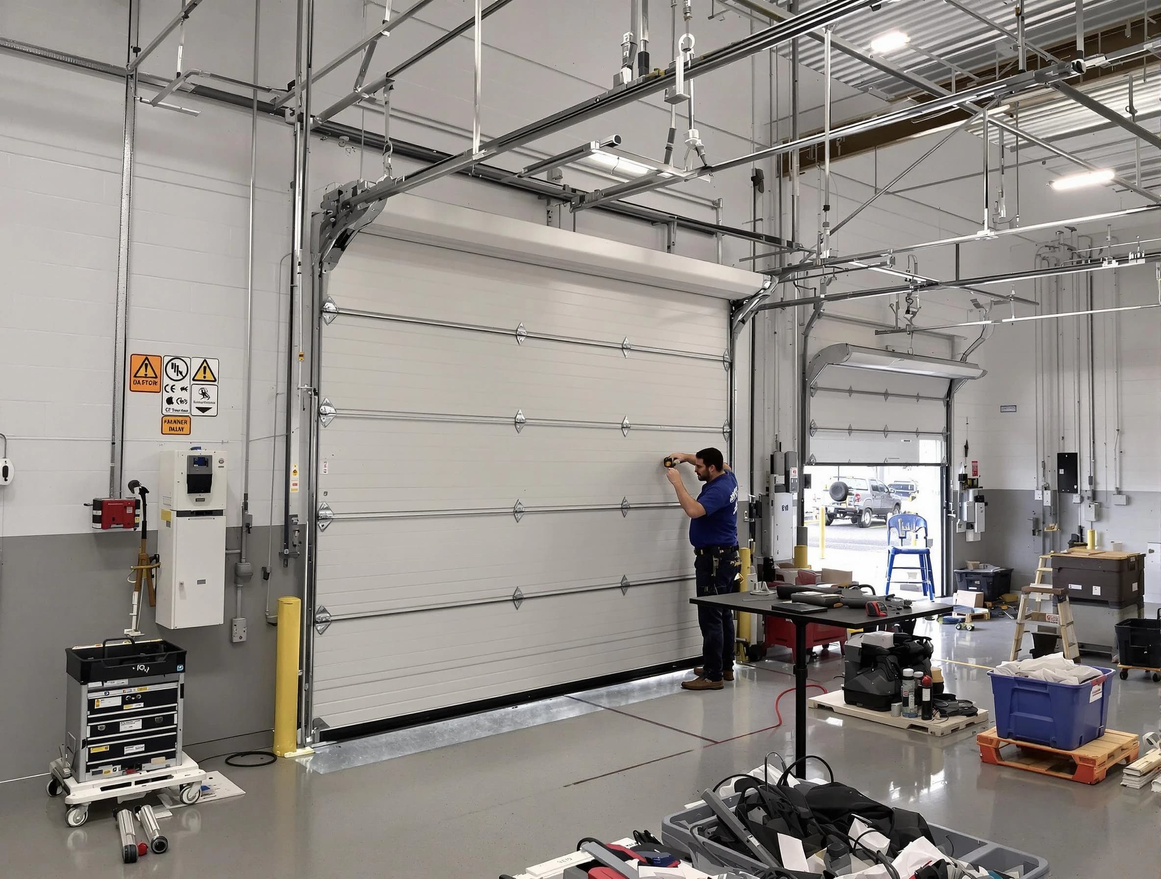 Commercial garage door repair being performed by Paradise Valley Garage Door Repair expert in Paradise Valley