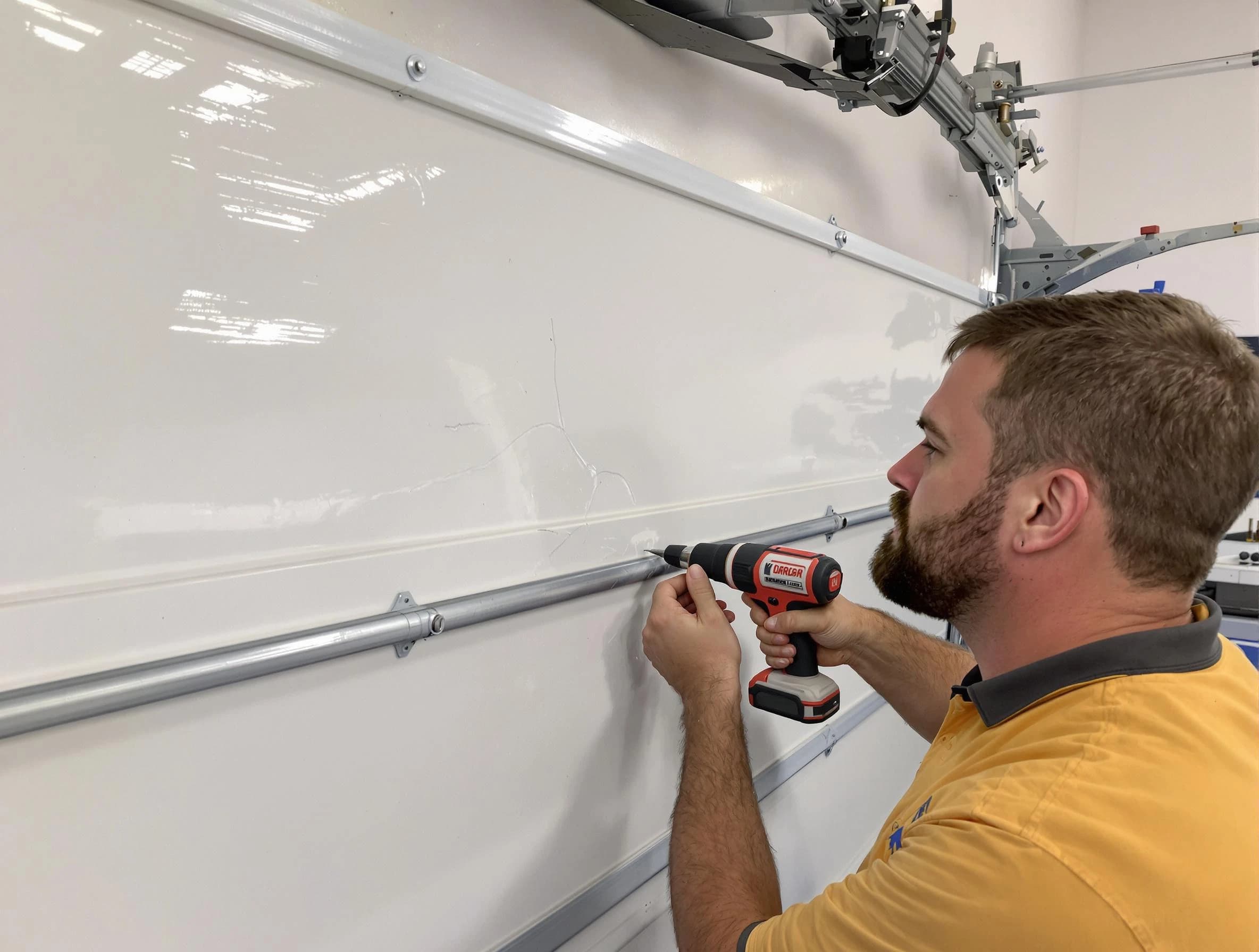 Paradise Valley Garage Door Repair expert performing dent repair on garage door in Paradise Valley