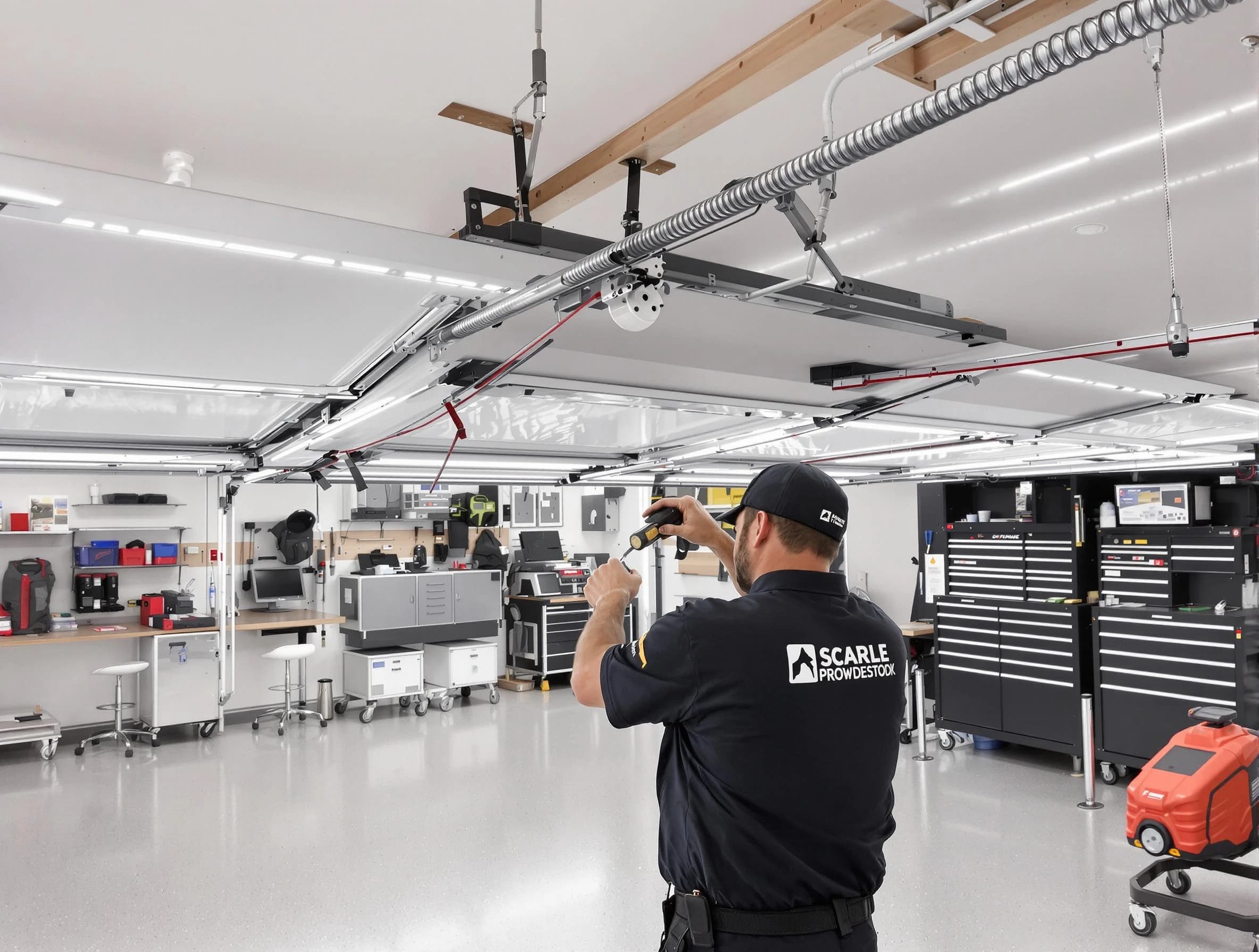 Paradise Valley Garage Door Repair technician repairing overhead garage door in Paradise Valley