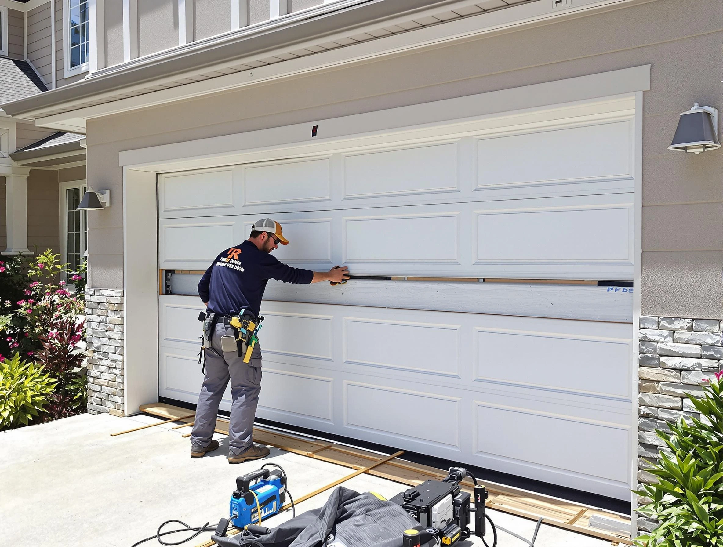 Paradise Valley Garage Door Repair team performing complete garage door replacement at Paradise Valley residence