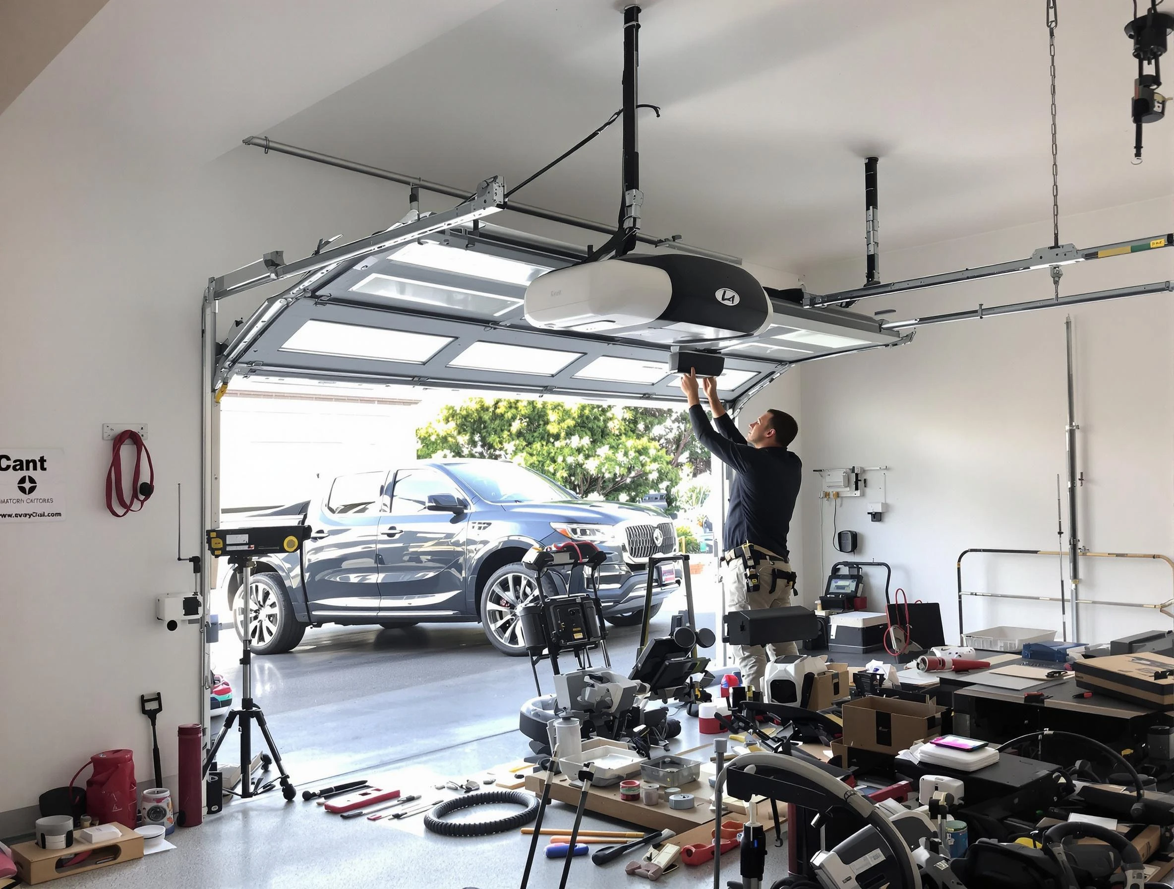 Paradise Valley Garage Door Repair specialist installing smart garage door opener system in Paradise Valley home